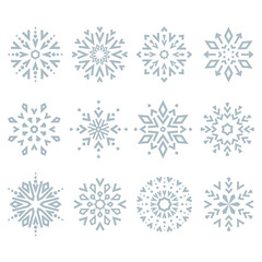 Snowflakes icon collection. Graphic modern blue ornament.