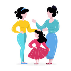 Happy parents with child. Parent and kid spend time