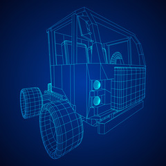 Truck or lorry car. Cargo vehicle model wireframe low poly mesh vector illustration