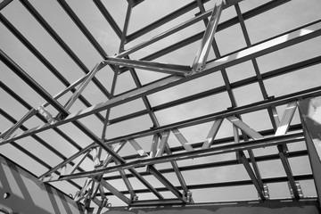 Structure of steel roof frame.