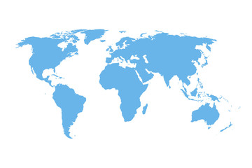 Detail vector world map - blue isolated design