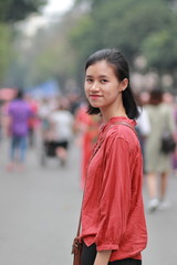 young woman in the crowd