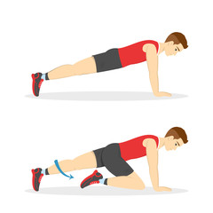 Mountain climber exercise for ABS. Workout in gym