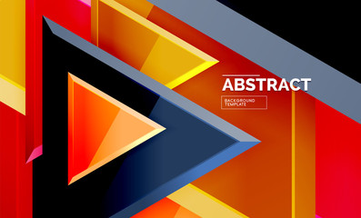 Triangular low poly background design, multicolored triangles