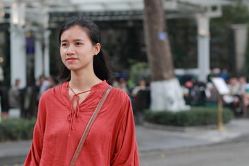 young woman in the crowd