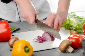 Closeup on a red onion