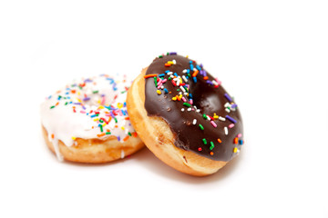chocolate donuts, candy with colorful sparks