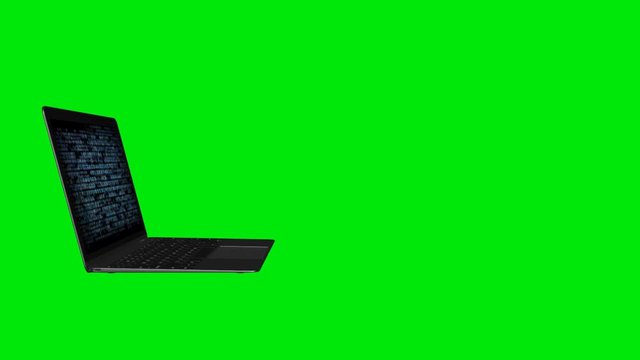 Computer digital code. Encrypted data on computer. Green screen. 59