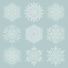 Round vector snowflake. Abstract winter ornament. White snowflake