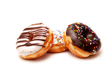 chocolate donuts, candy with colorful sparks
