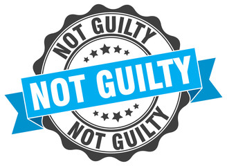 not guilty stamp. sign. seal