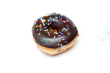 chocolate donuts, candy with colorful sparks
