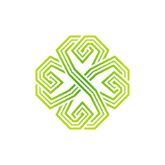 Four leaf green shamrock in Celtic style, vector