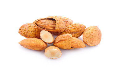 Yellow almonds isolated on a white background