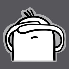 Cute marshmallow facepalm hand drawn sticker in cartoon style