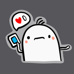 No likes emoji hand drawn sticker in cartoon style minimalism