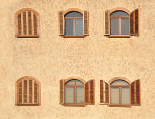The windows in the old style, closed space, brown tones