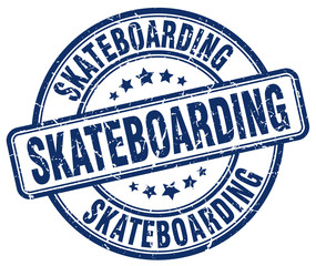 skateboarding blue grunge round vintage rubber stamp