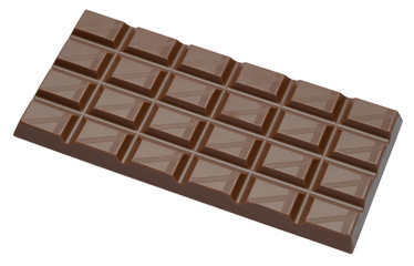 milk organic natural chocolate bar close-up top view with clipping path