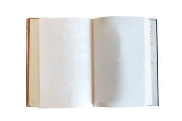Blank Opened book isolated on white background.