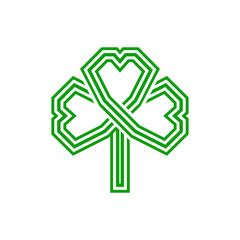 Shamrock green three leaf icon, flat logo