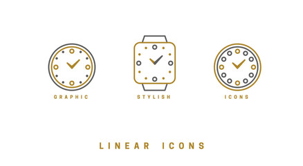 Icons clock linear style. Time icon vector graphic