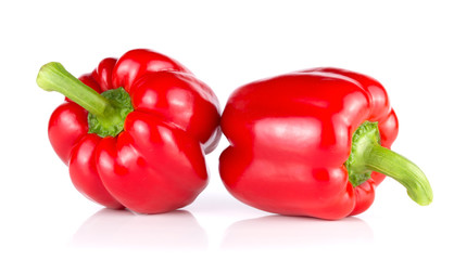 Pair of red bellpepper isolated on white background