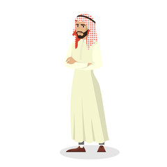 Arab businessman standing with crossed arms in national