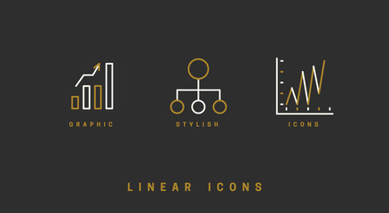 Set Icons diagram in linear style.