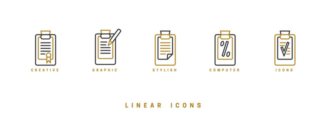 Icons documents linear style. Page paper icon vector graphic