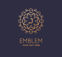 Cosmetics, Spa, Beauty salon,  Decoration, Boutique Floral logo. Luxury, Business, Royal Jewelry, Hotel Logo. Interior Icon. Resort and Restaurant Monogram. Vector.