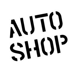 AUTO SHOP stamp on white