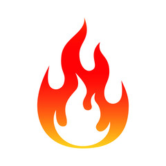 Fire flame symbol. Colorful icon isolated on white background. Fire flame silhouette. Simple sign. Vector illustration.