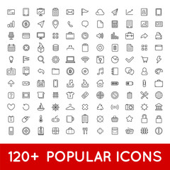 120 Popular Icons Set For All Purposes Web, Mobile, App Making, Navigation, Print