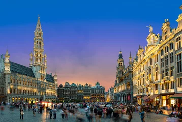 Foto op Plexiglas Brussels, Grand place at night © s4svisuals