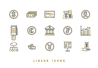 Business Finance Icons. Line icon - Vector illustration