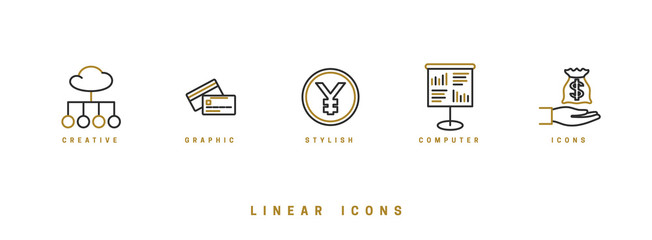 Fototapeta na wymiar Business Finance Icons. Line icon - Vector illustration