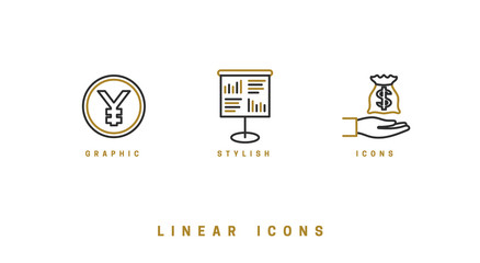 Business Finance Icons. Line icon - Vector illustration