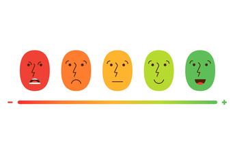 Satisfaction Rating. Set of Feedback Icons in form of emotions. Excellent, good, normal, bad, awful. Vector illustration.
