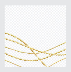 Golden or Bronze Color Round Chain. Realistic String Beads insulated. Decorative element. Gold Bead Design. Vector illustration.
