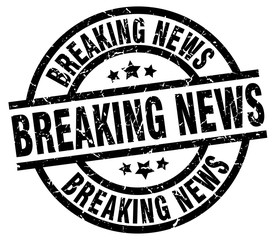 breaking news round grunge black stamp