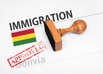Approved Immigration Bolivia application form with rubber stamp
