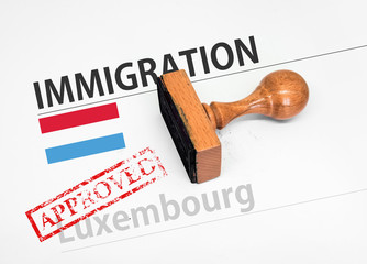Approved Immigration Luxembourg application form with rubber stamp