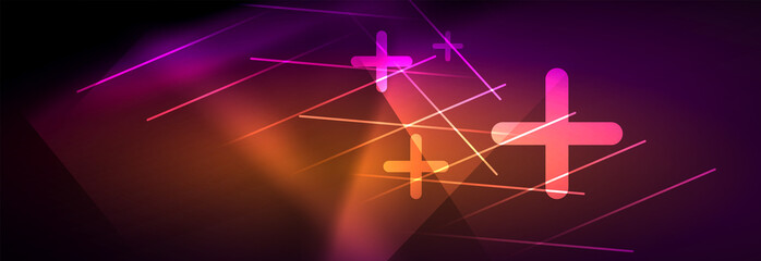 Naklejka premium Shiny glowing lights neon color design background
