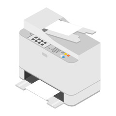 Realistic isometric printer. Print high quality photo paper