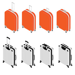 Isometric travel suitcase collection