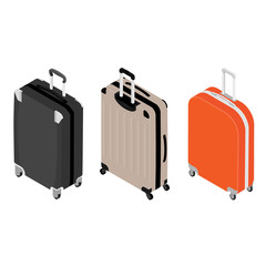 Isometric travel suitcase collection