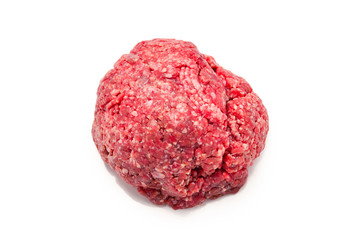 Raw chopped meat isolated on white background.