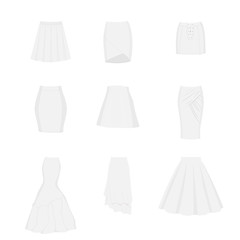 Set of different types of skirts.