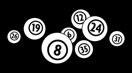 Vector White Flat Bingo Lottery Number Balls